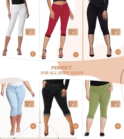 Hybrid & Company Women's Stretchy Slim Fit Denim Capri Jeans in Kuwait