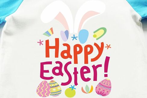 Tkria Boys Girls Easter Day Bunny Egg Hunt Shirts Raglan Long Sleeve Monster Truck Excavator Gnome Rainbow Top for Kid 2-10T in Kuwait