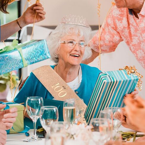 CIEHER 100th Birthday Crown + 100 & Fabulous Birthday Sash + Pearl Pin Set, 100th Birthday Gifts for Women Friends 100th Birthday Decorations Women Happy 100th Birthday Party Supplies in Kuwait