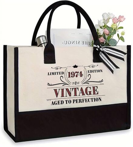 PUKMOMONA Birthday Gifts for Women Canvas Tote Bag Vintage 002 in Kuwait