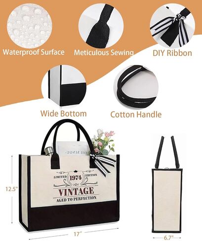 PUKMOMONA Birthday Gifts for Women Canvas Tote Bag Vintage 002 in Kuwait
