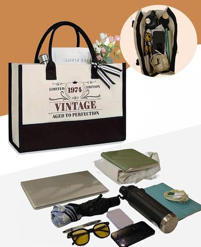 PUKMOMONA Birthday Gifts for Women Canvas Tote Bag Vintage 002 in Kuwait