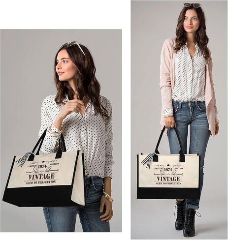 PUKMOMONA Birthday Gifts for Women Canvas Tote Bag Vintage 002 in Kuwait