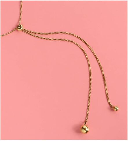 لوريم قلادة شوكر من الجلد الاسود قابلة للتعديل بسلسلة ذهبية للنساء، مجوهرات بوهو بسيطة هدية (nl006269), ستانلس ستيل, الزركون in Kuwait