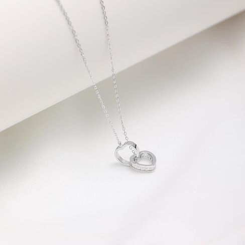 Gacimy Sterling Silver Heart Necklace for Women, Tiny 925 Sterling Silver Choker Chain with Heart Pendant Necklace for Women Girls in Saudi Arabia