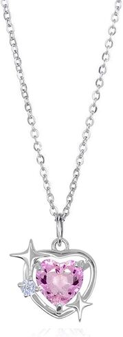Pink Heart Necklace for Women Little Girls Dainty Cute Y2k Silver Clear Crystal Heart with Arrow Pendant Choker Necklace Aesthetic Jewelry Gifts in Saudi Arabia