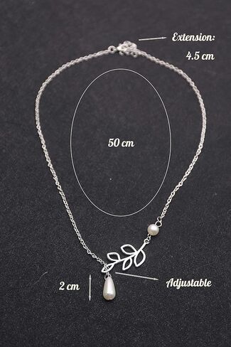 Kercisbeauty Simple Freshwater Pearl Leaves Pendant Silver Thin Chain Y Necklace for Women and Girls,Handmade Unique Necklace,Gift for her,Party,Daily Life,Anniversary,Birthday,Valentine's Day in Kuwait