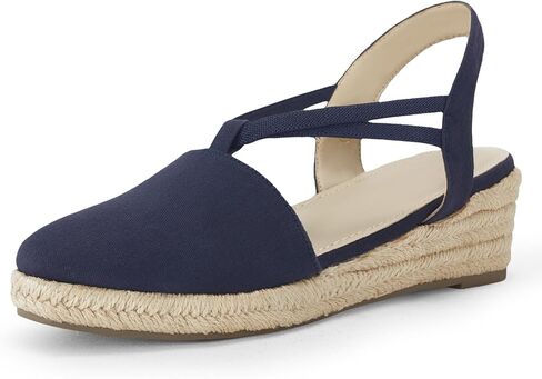 Coutgo Women's Platform Wedge Espadrille Sandals Slingback Slip on Closed Toe Strap Shoes in Kuwait