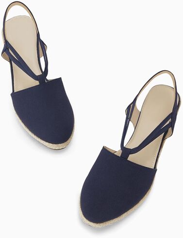 Coutgo Women's Platform Wedge Espadrille Sandals Slingback Slip on Closed Toe Strap Shoes in Kuwait