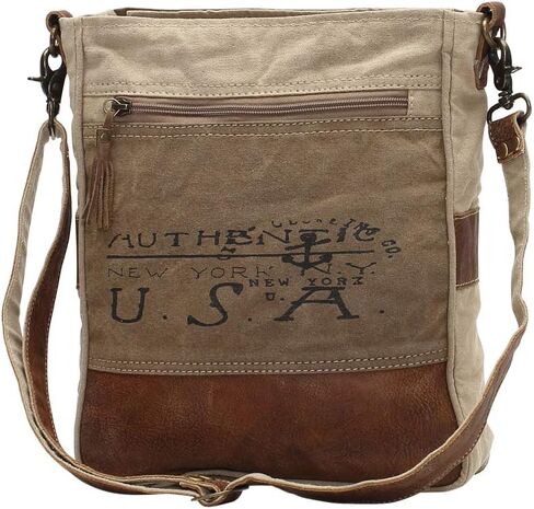 USA Stamp Upcycled Canvas and Genuine Leather Crossbody Bag in Saudi Arabia