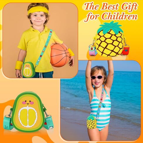 Set of 4 Fruit Shoulder Bag Avocado Orange Lemon Watermelon Shape Shoulder Bag Pineapple Strawberry Crossbody Purse Bag Cute Novelty Fruit Shoulder Mini Bag Purse Wallet for Women (Vibrant Style) in Saudi Arabia