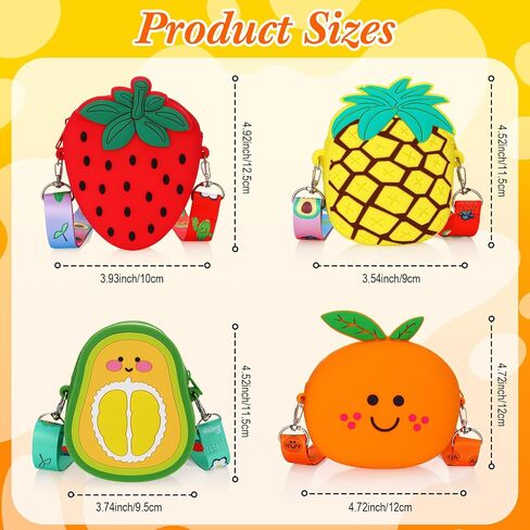 Set of 4 Fruit Shoulder Bag Avocado Orange Lemon Watermelon Shape Shoulder Bag Pineapple Strawberry Crossbody Purse Bag Cute Novelty Fruit Shoulder Mini Bag Purse Wallet for Women (Vibrant Style) in Saudi Arabia