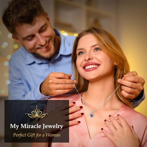 MMJ Platinum Plated Silver Heart Necklace Gift for Women Anniversary Wife Necklace with Heart Pendant Birthstone Necklace Gift for Her Birthday in Saudi Arabia