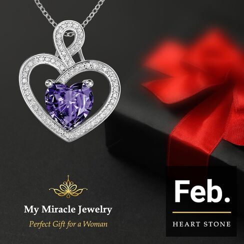 MMJ Platinum Plated Silver Heart Necklace Gift for Women Anniversary Wife Necklace with Heart Pendant Birthstone Necklace Gift for Her Birthday in Saudi Arabia