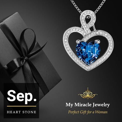 MMJ Platinum Plated Silver Heart Necklace Gift for Women Anniversary Wife Necklace with Heart Pendant Birthstone Necklace Gift for Her Birthday in Saudi Arabia