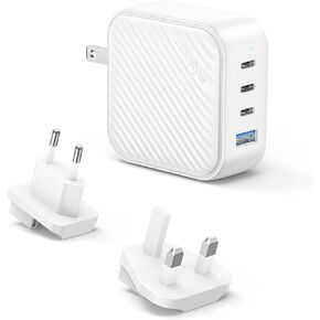 شاحن USB C بقوة 100 واط، 4 منافذ GaN، هاتف صغير الحجم قابل للطي، شاحن جداري سريع الشحن، محول طاقة متوافق مع أجهزة MacBook، iPad، iPhone، Galaxy، الكمبيوتر المحمول، AirPods، Apple Watch والمزيد in Kuwait