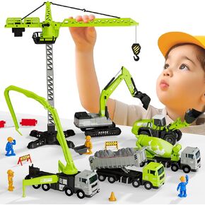iPlay، iLearn ألعاب البناء شاحنة للأولاد 3-5، أطفال رافعة حفار تفريغ شاحنات سحب جرافة مجموعة مركبات رافعة شوكية، لعب سيارات رمل، هدايا عيد ميلاد للأطفال الصغار من عمر 4 6 7 8 سنوات
