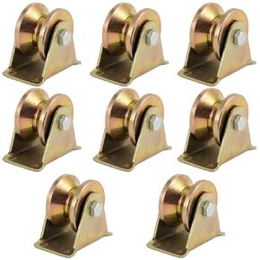 16 PCS 2 Inch V Groove Wheel, V Type Casters with Bracket, Heavy Duty 1045 Steel Robust Pressure Bearing Roller Gate Wheels V Track for Sliding Gate Doors Track Rail Pulley