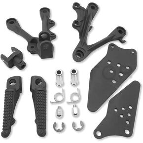 HTTMT - For 2009-2011 Kawasaki ZX-6R Silver Front Rider Foot Rest Pegs Brackets [P/N: MT390-032-BK]
