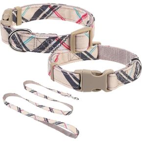 Dog Collar and Leash Set for Small Dogs, Adjustable Soft Puppy Collar with Quick Release Buckle, 5FT Heavy Duty Nylon Matching Leash for Boy Girl Chihuahua, Yorki, Bulldog, Leopard S