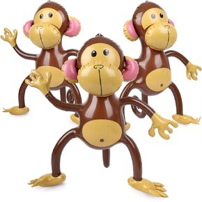 FUTUREPLUSX 3PCS Inflatable Monkeys, Monkey Walking Balloons Monkey Inflates for Birthday Supplies Classroom Decor Baby Shower Supplies