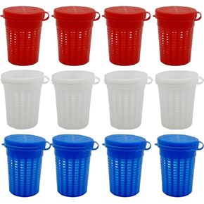 Pack of 12 Fishing Bait Cage Trap Feeder Holder Box 3 Colors Plastic Fishing Gear Tackle for Fishing Lure Shrimp Earthworm Crab Catfish Cast Net Size: 2.7"x2.3"x1.8" ﻿