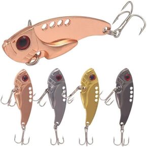 4pcs Fishing Bait Fishing Accessories 11g/5.5cm Long Throw submerged Metal Tremor Swimming Freshwater sea Fishing Bait Hard Bait Fake Bait Fishing Gear