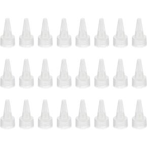 PATIKIL Twist Bottle Caps, 24Pcs 24/410 Squeeze Bottle Cap Replacement Caps for Glue Dispensing Bottles Dispensing Caps Paint Bottles, Clear