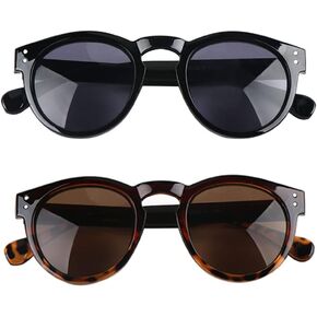 2 Pack Bifocal Sunglasses For Women,Vintage Round Shape Outdoor Sun Readers Glasses