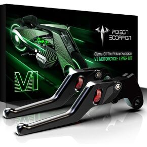 POISON SCORPION Black Motorcycle Brake Clutch Levers Wheel Adjustable Short Compatible with DL650 V-Strom 2004-2010 | SV650 SV650S 1999-2008 | Katana 600 750 GSX650F GSX750F 1998-2006