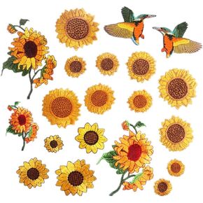 20 Pieces Sunflower Iron on Patches, Daisy Flower Embroidery Applique Patches Colorful Sew Iron on Patches for Clothing Repair Decorations DIY Craft (A)