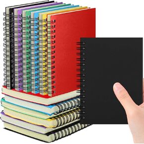 Qilery 2 Pack Small Notebooks A6 Spiral Notepads Little Writing Journals Bulk 4 x 6 Inch Ruled Notebook 100 Sheets Mini Memo Pads for Travel Office School Supplies (Black)