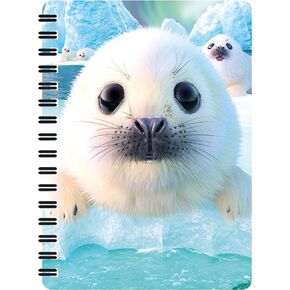 Jotter - Seal Pups from Deluxebase. Lenticular 3D Ocean 6x4 Spiral Notebook with plain recycled paper pages. Artwork licensed from renowned artist David Penfound
