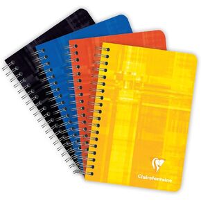 Clairefontaine 8506C Spiral Notebook - 9 x 14 cm - 180 Lined Pages - 90 g White Paper - Laminated Card Cover - Random Colour