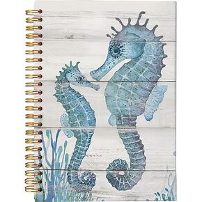 Watercolor Ocean Sea Animal Seahorse Spiral Notebook Journal 5.5 x 8.3 inches,Rustic Seahorse Lined Hardcover Spiral Notebook,Seahorse Gifts for Women Girls Kids