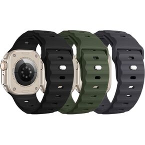 3 Pack Sport Band Compatible with Apple Watch Ultra 2/Ultra Band 49mm 45mm 44mm 42mm for Men Soft Silicone Wristband Replacement Waterproof Strap for iWatch Bands Series 9 8 7 6 5 4 3 2 1 SE