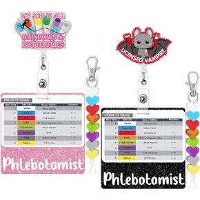8 Pcs Phlebotomist Nurse Accessories Set Order of Blood Draw Beads with Reference Card Nurse Badge Reel Holder Phlebotomist Card Holder ID Name Identification Tags for RN Graduation Gift