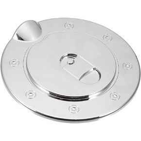 X AUTOHAUX Chrome Plated Fuel Tank Filler Cap Cover Decoration for Dodge for Ram 1500 2002-2008 Stick-on Gas Door Filler Cover Silver Tone