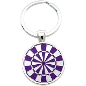 Art Attack Dartboard Keychain, Pendant Charm Great for Dart Teams & Leagues (Purple & White)