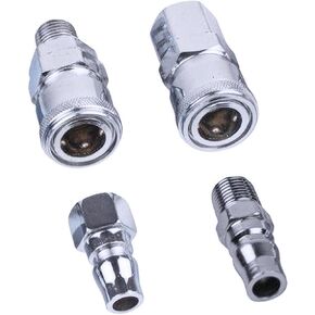 4x 1/4“ BSP Brass Air Line Hose Fittings Quick Release Coupler Bayonet Connectors Male Female Set