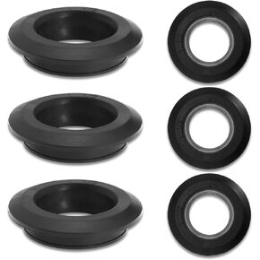1 1/2 Inch Rubber Flexible Tank Adapter Bulkhead Fitting, Rubber Sealing Compression Fittings, Black (Pack of 6)