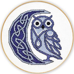 Povitrulya Counted Cross Stitch kit Celtic Moon - DIY Embroidery Set with presorted Floss, 14-Count Aida Fabric, Paper Pattern