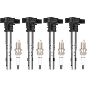 ECCPP UF523 4 ignition coils with 4 iridium Spark Plugs A5 A6 Q3 RS4 RS5 TT UF575 3923