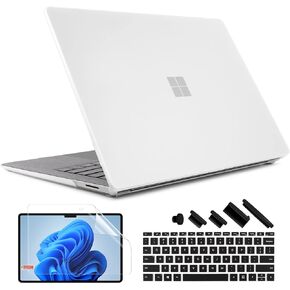 TWOLSKOO Case for 13.5" Microsoft Surface Laptop 5/4/3 with Metal Palm Rest Model 1951/1868, Protective Plastic Hard Shell & Keyboard Cover & Screen Protector & Dust Plugs, Crystal Black