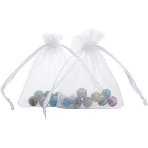 Wudygirl 100pcs 3.9 by 4.7 inches Organza Bags Drawstring Wedding Party Favor Jewelry Perfume Storage Sachets Soaps Marbles Coins Buttons Favor Bags(Lilac 3.9x4.7)