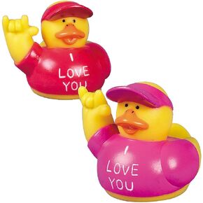 Fun Express I Love You Rubber Ducks - Set of 12 - Valentine's Day Toys, Gifts and Giveaways