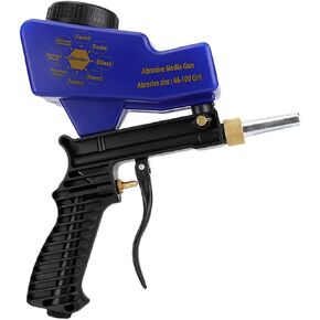 Sandblasting Gun, Portable Gravity Type Sand Blaster Gun Kit Handheld design for Pneumatic Remove Rust Spot Paint (Blue)