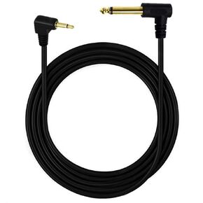 Qaoquda 6.35mm to 3.5mm Audio Cable, 90 Degree Angle 1/4 Mono Male to 1/8 Male TS Plug Adapter for Amplifiers, Guitar, Piano, Speaker, Home Theater Devices, or Mixing Console -6Ft/1.8M