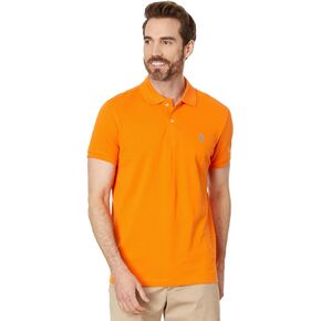 U.S. POLO ASSN. Men's Slim Fit Solid Pique Polo Shirt, Circus Orange Medium