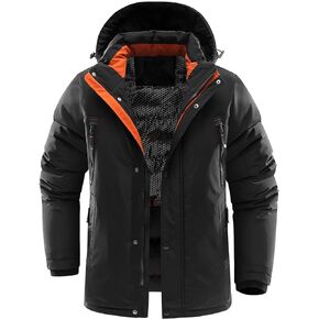 CLOAKA Winter Jackets for Men Waterproof Windproof Coats Ski Snow Jacket Zipper Snap Closure with Hood Warm Windbreaker